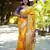 yellow woven paithani silk blend saree with blouse