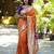 orange woven paithani silk blend saree with blouse