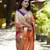 orange woven paithani silk blend saree with blouse