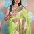 green woven banarasi silk blend saree with blouse