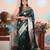 teal woven banarasi silk blend saree with blouse