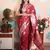 red woven banarasi silk blend saree with blouse