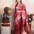 red woven banarasi silk blend saree with blouse