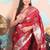 red woven banarasi silk blend saree with blouse