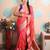pink woven banarasi silk blend saree with blouse