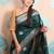 teal woven banarasi silk blend saree with blouse