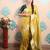 mustard woven banarasi silk blend saree with blouse