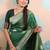green woven banarasi silk blend saree with blouse