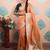 peach woven banarasi silk blend saree with blouse