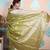 green woven banarasi silk blend saree with blouse