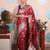 red woven banarasi silk blend saree with blouse