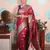 red woven banarasi silk blend saree with blouse