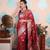 red woven banarasi silk blend saree with blouse