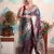 turquoise woven banarasi silk blend saree with blouse