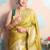 lime woven banarasi silk blend saree with blouse