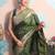 green woven banarasi silk blend saree with blouse