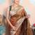 rust woven banarasi silk blend saree with blouse
