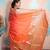 peach woven banarasi silk blend saree with blouse