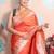 peach woven banarasi silk blend saree with blouse