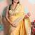 yellow woven banarasi silk blend saree with blouse