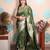 green woven banarasi silk blend saree with blouse
