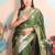 green woven banarasi silk blend saree with blouse