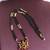 Gold plated temple ganesha stone black beads necklace