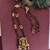Gold plated temple lakshmi stone black beads necklace