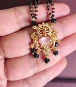 Gold plated peacock stone black beads necklace