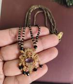 Gold plated peacock stone black beads necklace