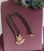 Gold plated pearl stone black beads necklace