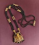 Gold plated temple balaji black beads neckalce