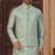 Green silk blend embroidered kurta pajama and nehru jacket
