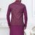Purple silk blend embroidered kurta pajama and nehru jacket