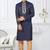 Blue faux banarasi embroidered kurta pajama and nehru jacket