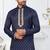 Blue faux banarasi embroidered kurta pajama and nehru jacket