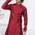 Maroon faux banarasi embroidered kurta pajama and nehru jacket