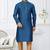 Blue faux banarasi embroidered kurta pajama and nehru jacket