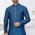 Blue faux banarasi embroidered kurta pajama and nehru jacket
