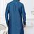 Blue faux banarasi embroidered kurta pajama and nehru jacket
