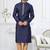 Blue faux banarasi embroidered kurta pajama and nehru jacket