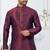Maroon faux banarasi embroidered kurta pajama and nehru jacket