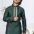 Green faux banarasi embroidered kurta pajama and nehru jacket