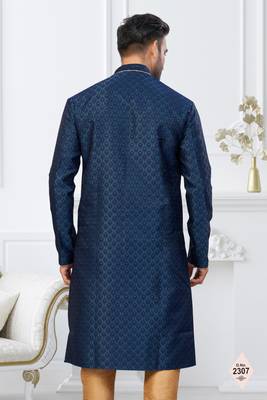 Blue faux banarasi embroidered kurta pajama 3