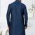 Blue faux banarasi embroidered kurta pajama and nehru jacket