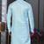 Blue faux jacquard embroidered kurta pajama and nehru jacket
