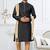 Black faux banarasi embroidered kurta pajama and nehru jacket