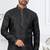 Black faux banarasi embroidered kurta pajama and nehru jacket