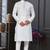 White faux banarasi embroidered kurta pajama and nehru jacket