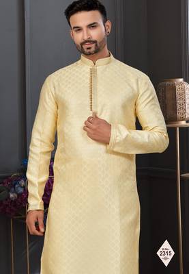 Gold faux banarasi embroidered kurta pajama 2